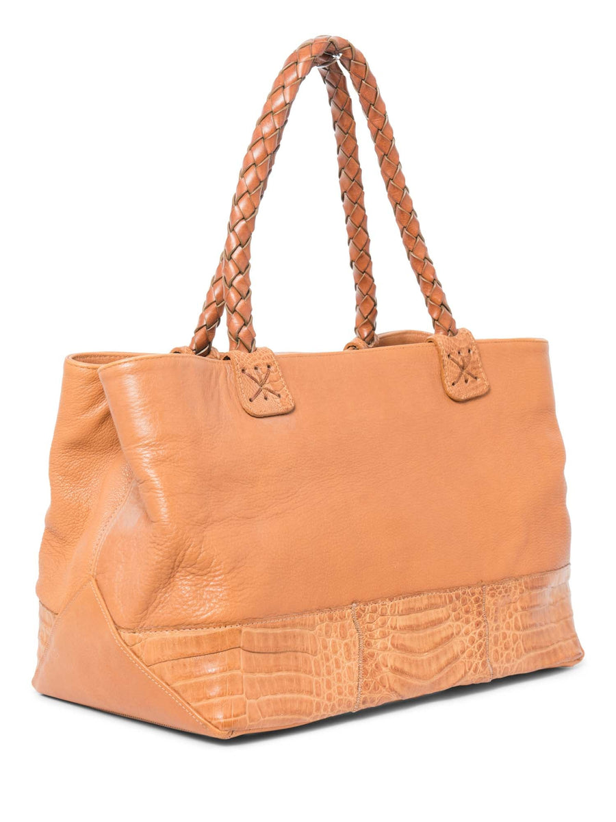 Carlos falchi cheapest crinkled leather tote bag