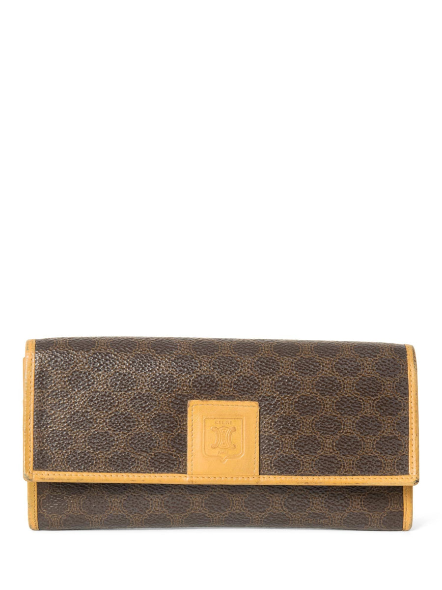 Celine monogram hot canvas-leather long wallet