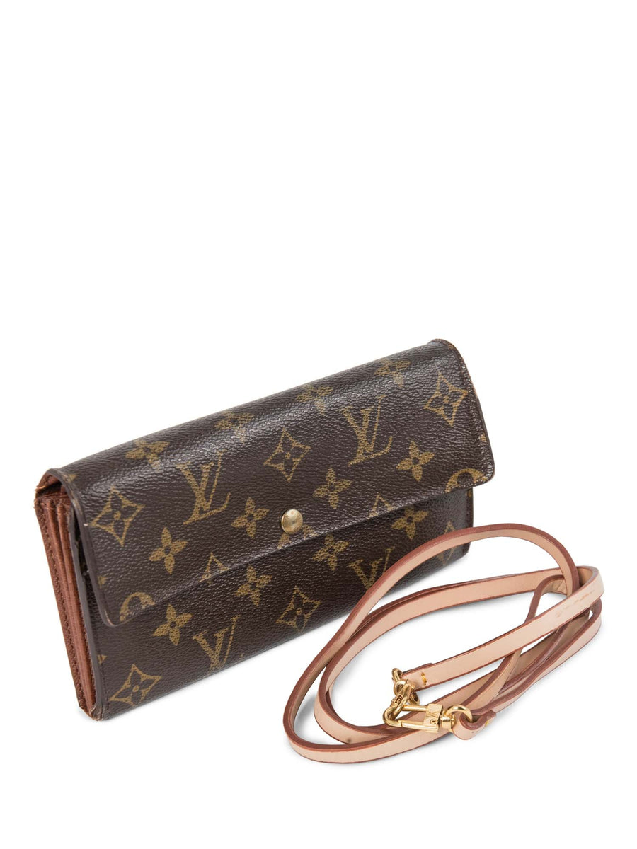 Authentic Louis Vuitton Sarah Wallet With Chain Shoulder Strap in