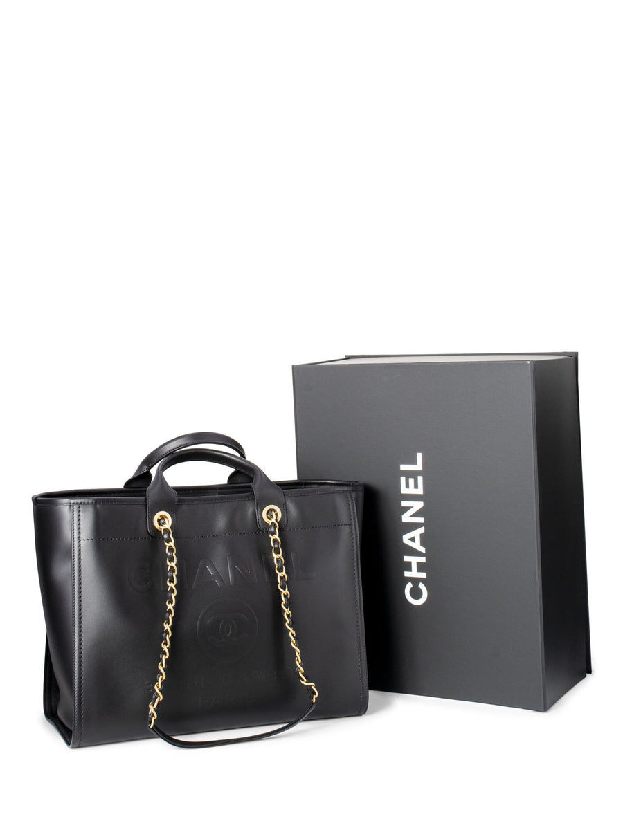 Chanel New Medium Deauville Tote in Dark Grey Fabric SHW – Brands