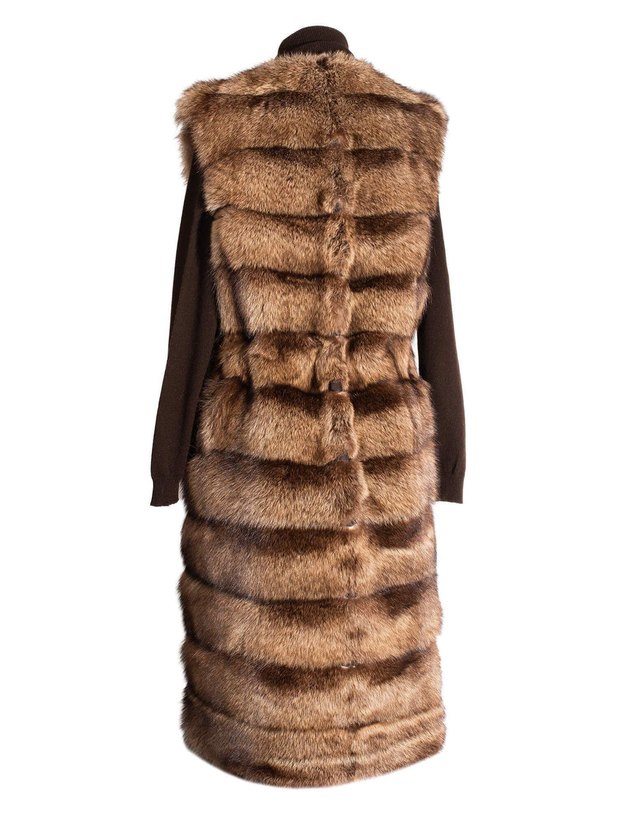 CODO Runway Genuine Sable Fur Long Vest Brown