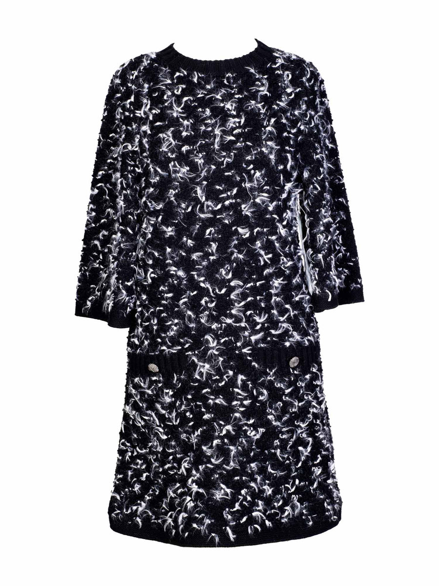 Chanel Tweed Mini Dress Black White