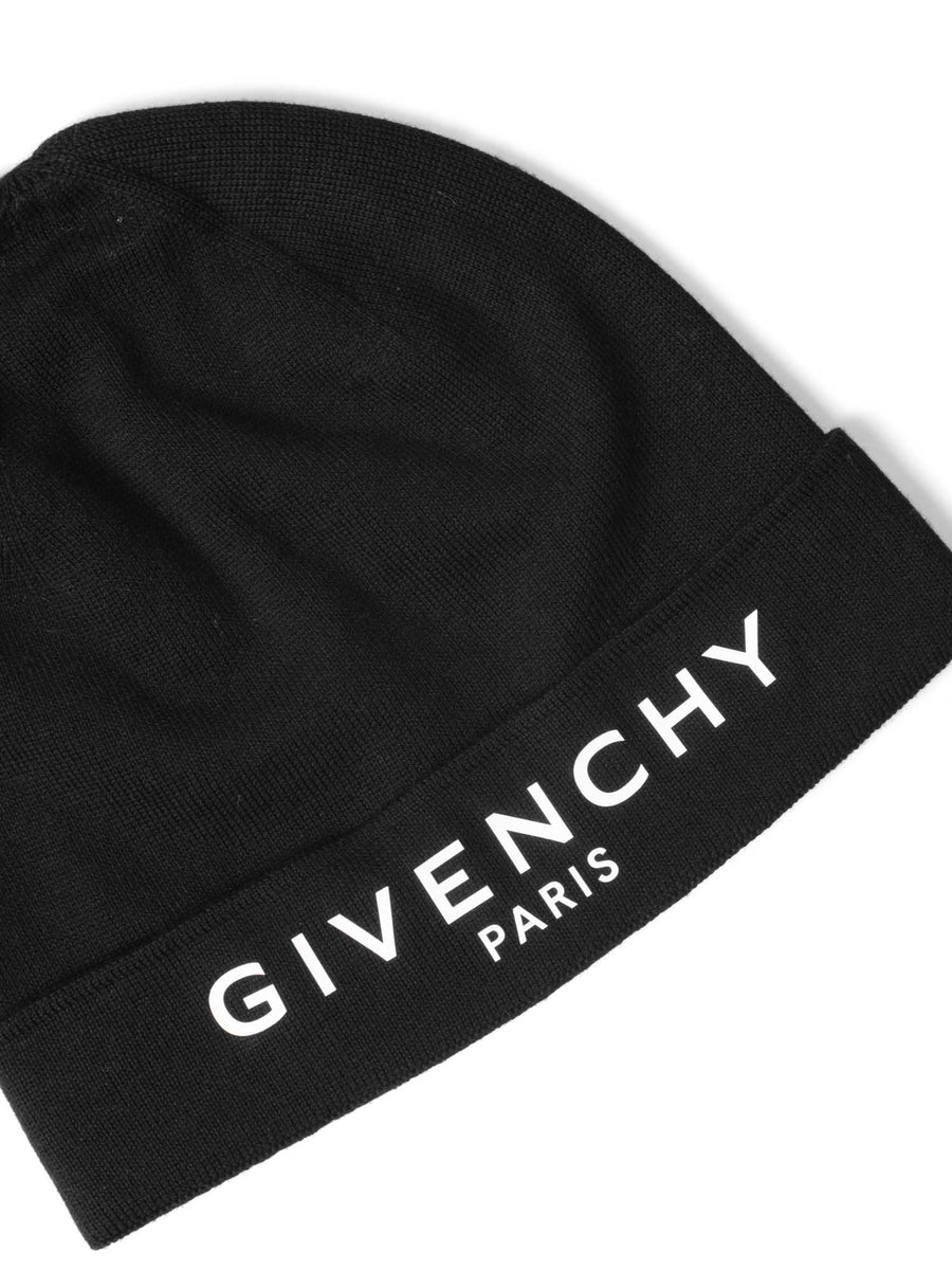 Givenchy Logo Knit Beanie Hat Black