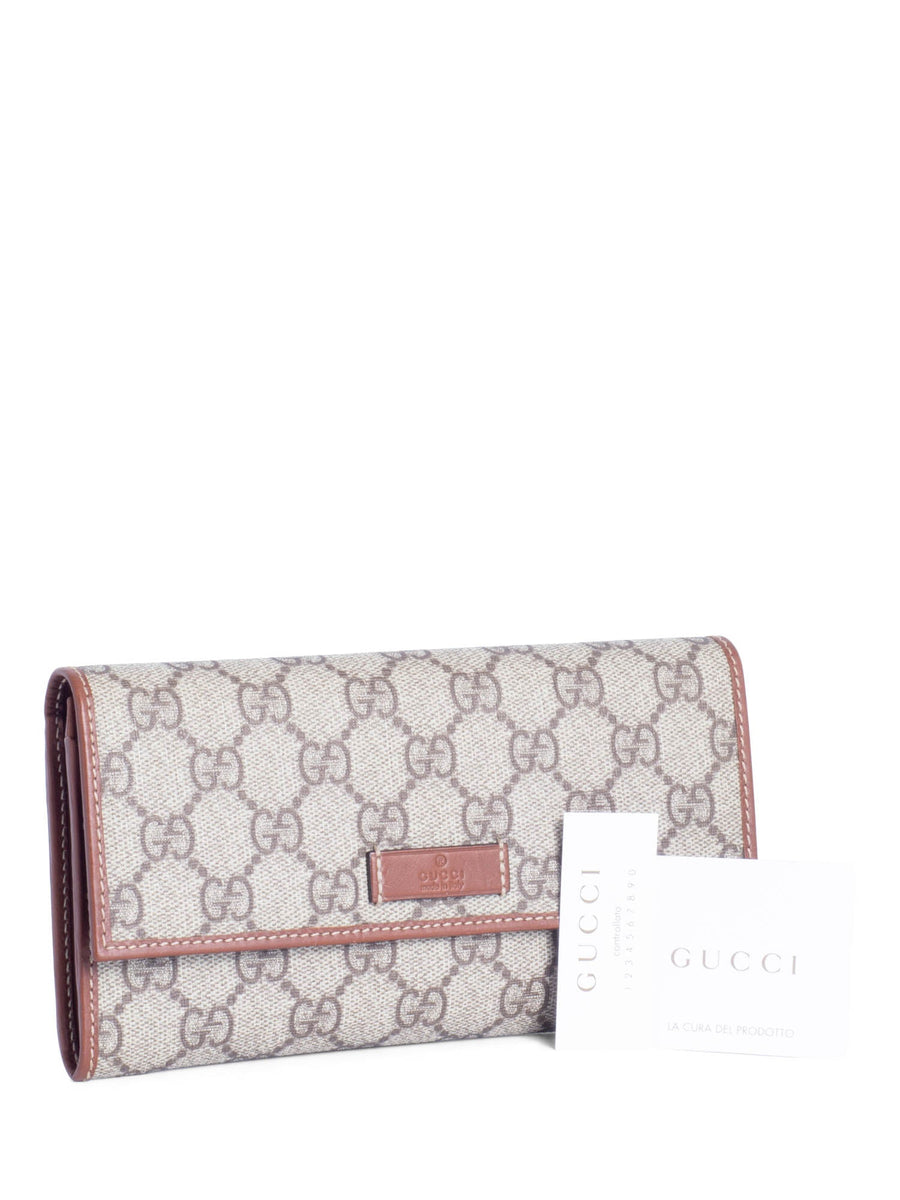 Gucci GG Long Wallet with Dark Brown Leather Trim - A World Of