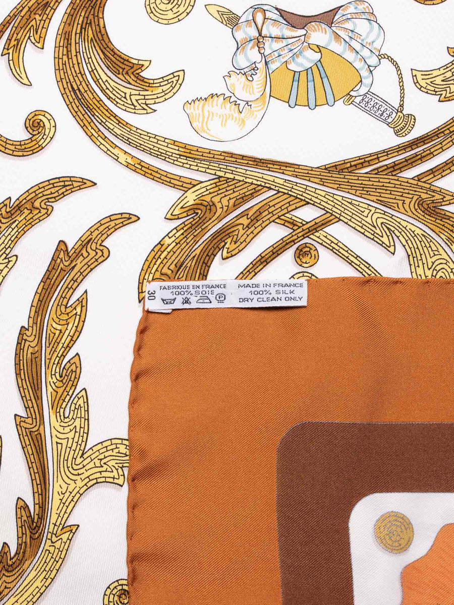 Cheval Turc Hermes Scarf by Vauzelles 90 cm Silk Twill Cinnamon