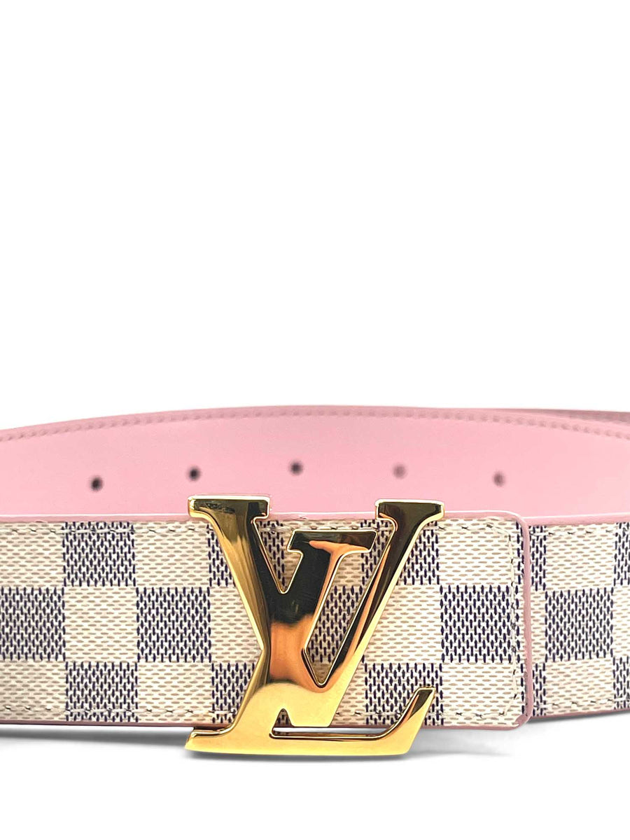 Louis Vuitton Damier Azur Belt White Leather ref.387882 - Joli Closet