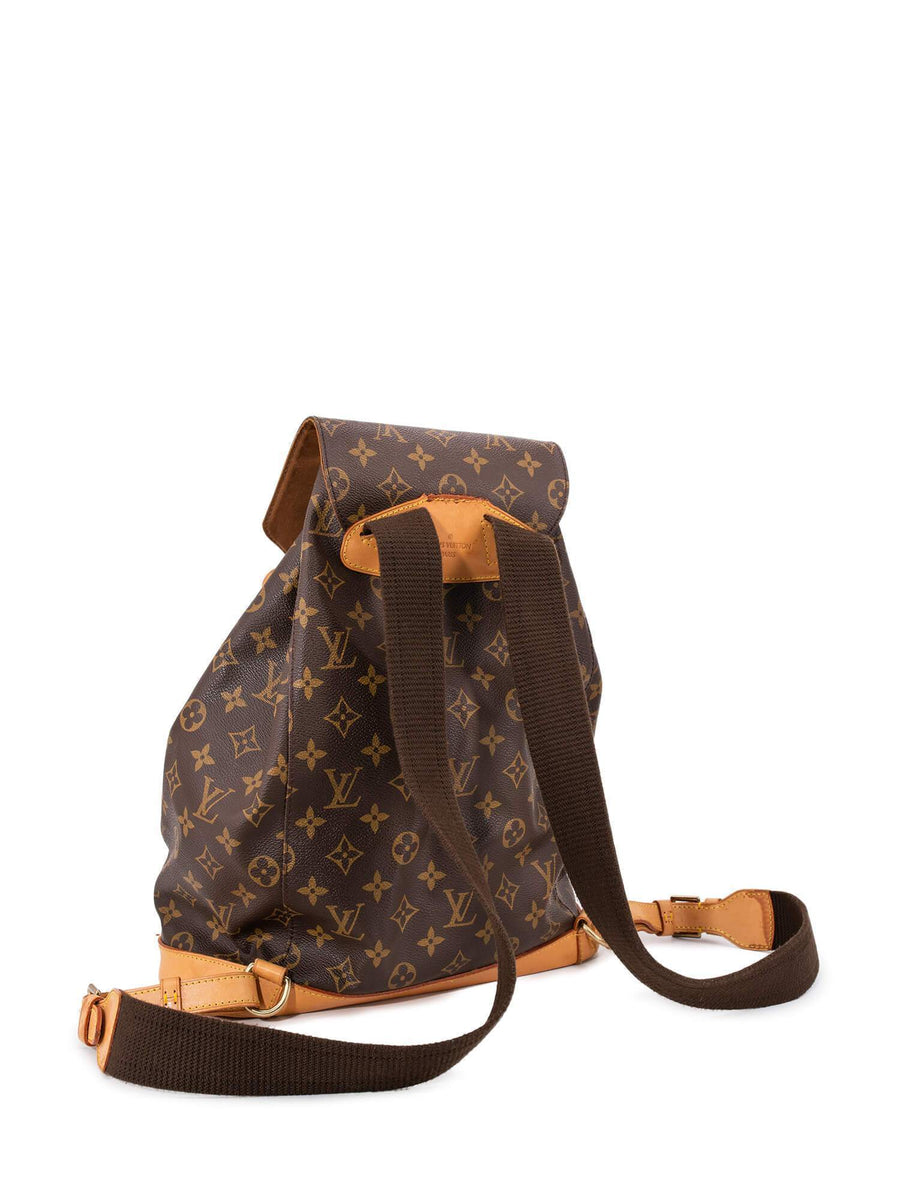 Louis Vuitton Monogram Monsieur MM Leather Fabric Brown Backpack Bag 981