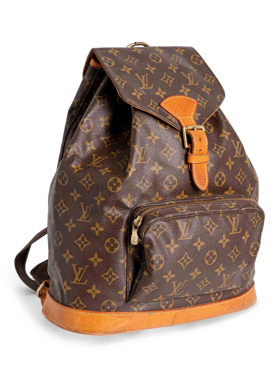 Montsouris vintage cloth backpack Louis Vuitton Brown in Cloth - 33666001