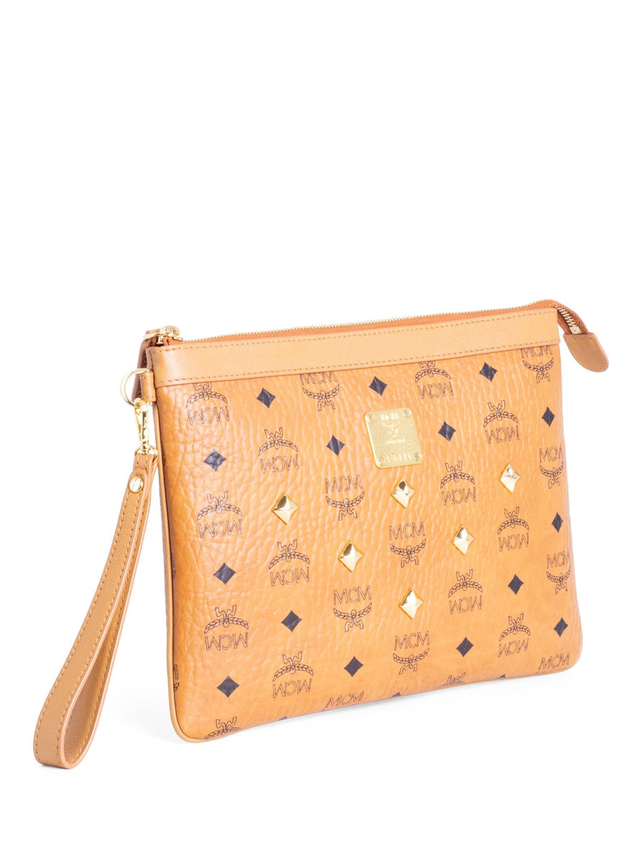 MCM Visetos Cognac Brown Clutch,Pouch Bag