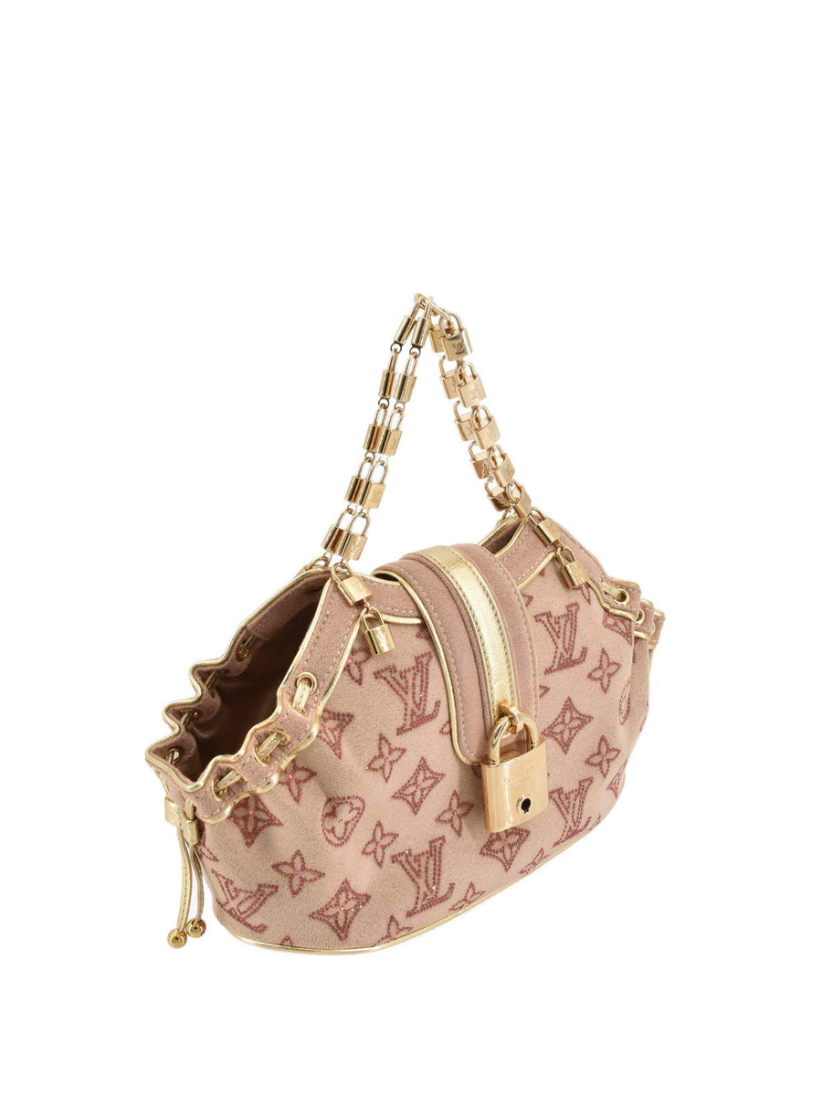 Sandália Louis Vuitton Suede Rosa