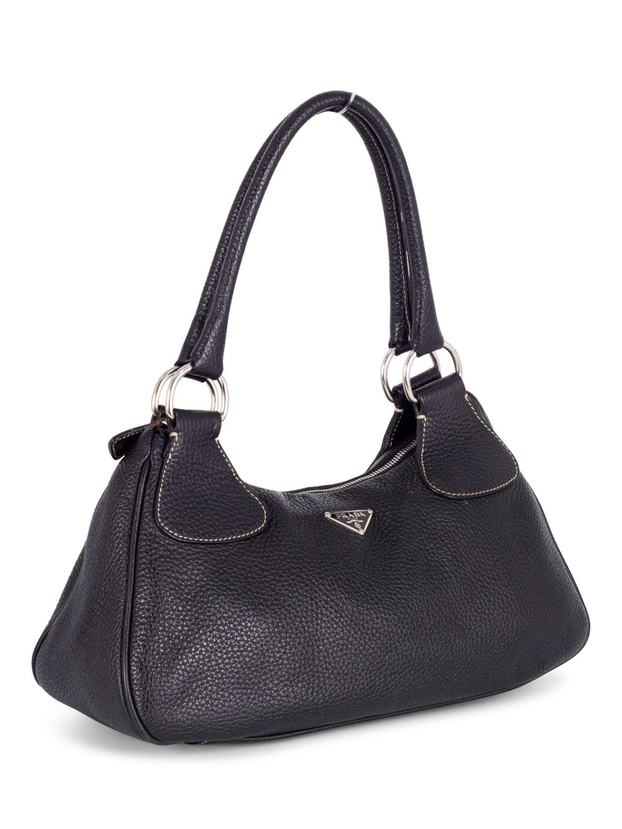 Prada pebbled leather online bag