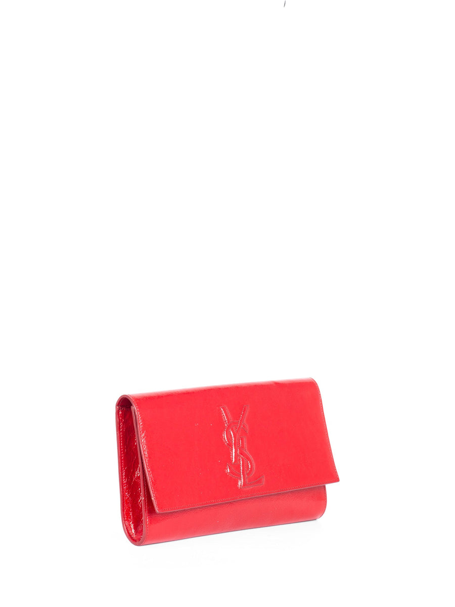 Yves Saint Laurent red patent leather clutch