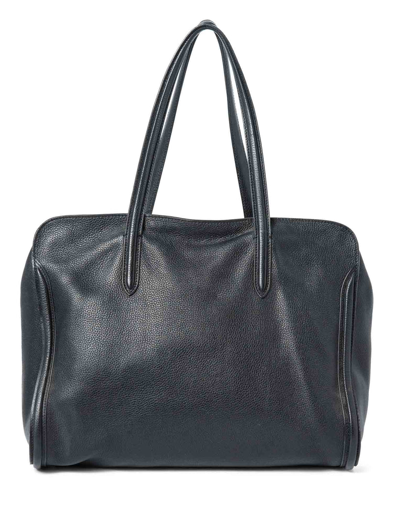 Alexander McQueen Logo Leather Skull Top Handle Shopper Bag Black