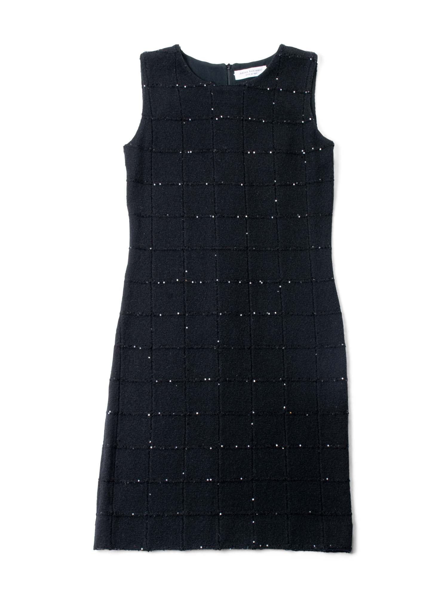 Amina Rubinacci Cashmere Sequined Knit Mini Dress Black-designer resale