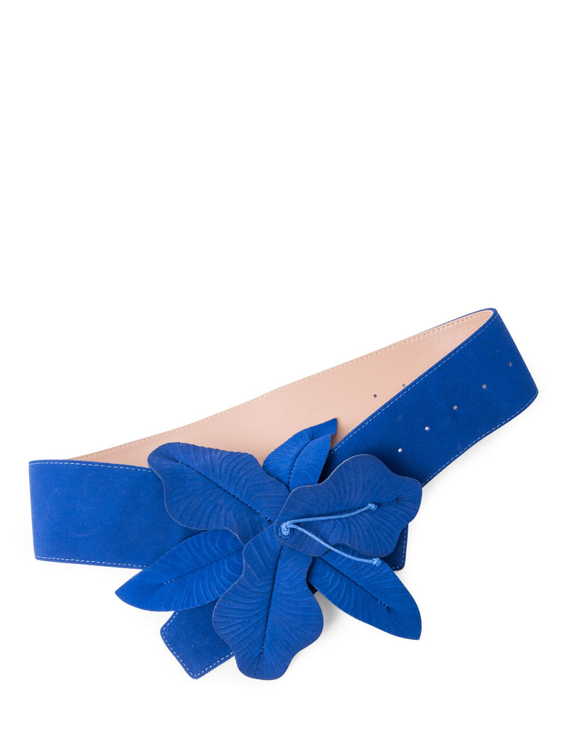 Anne Fontaine Floral Suede Belt Blue-designer resale