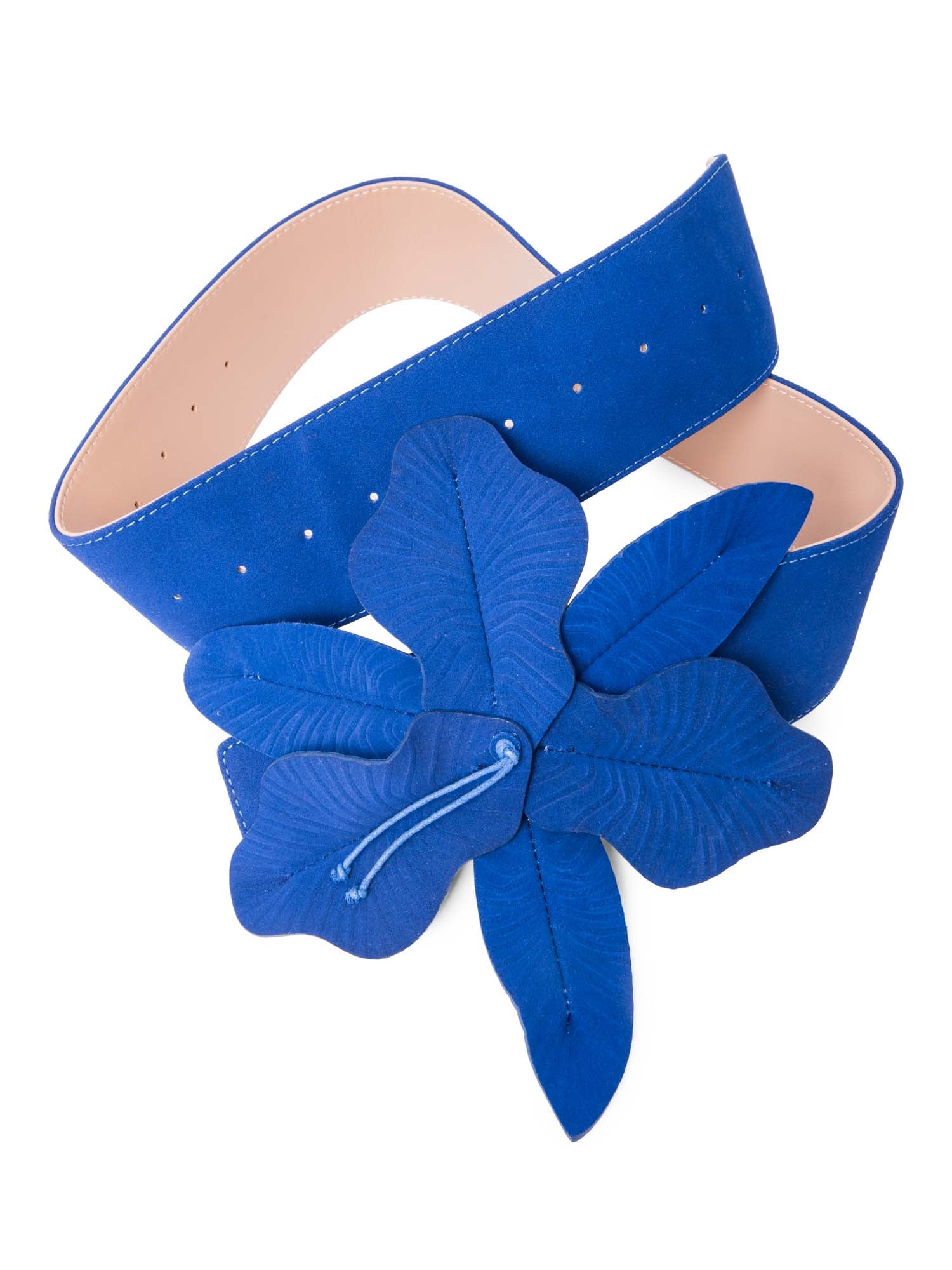 Anne Fontaine Floral Suede Belt Blue-designer resale