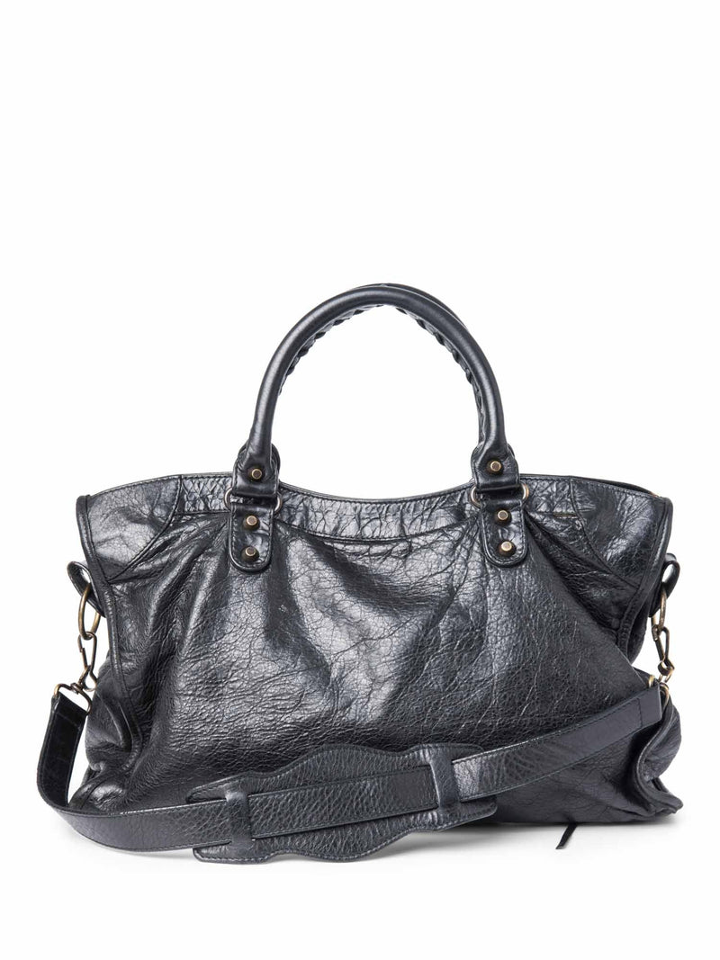 Balenciaga Leather City Bag Black-designer resale