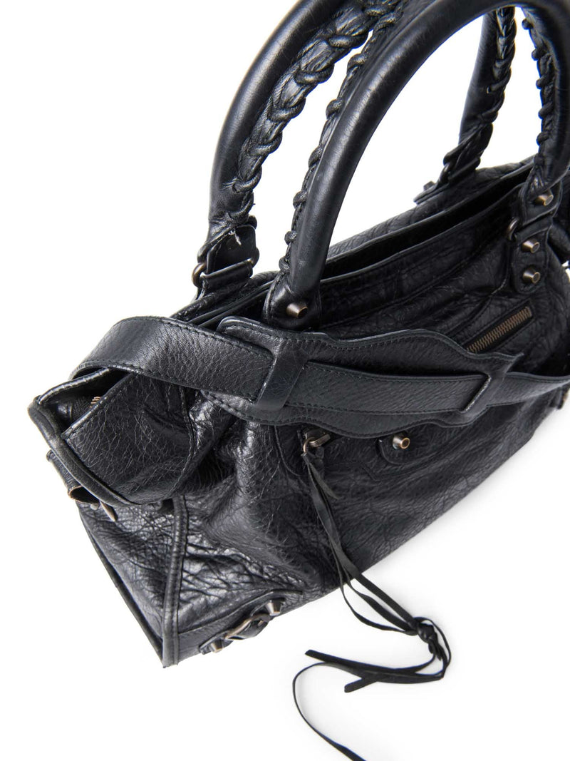 Balenciaga Leather City Bag Black-designer resale