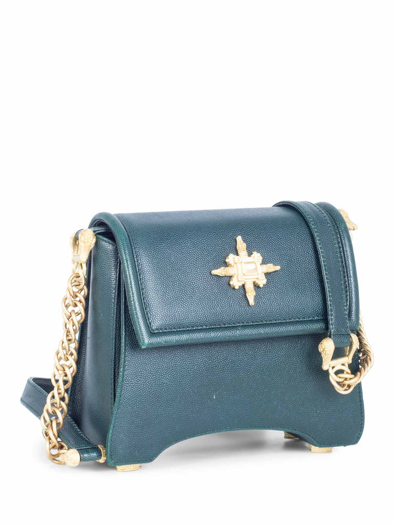 Barry Kieselstein Cord Vintage Star Messenger Bag Green Gold-designer resale