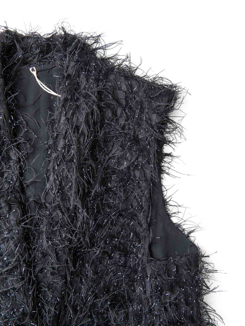 Brunello Cucinelli Runway Sparkling Fringe Vest Black-designer resale