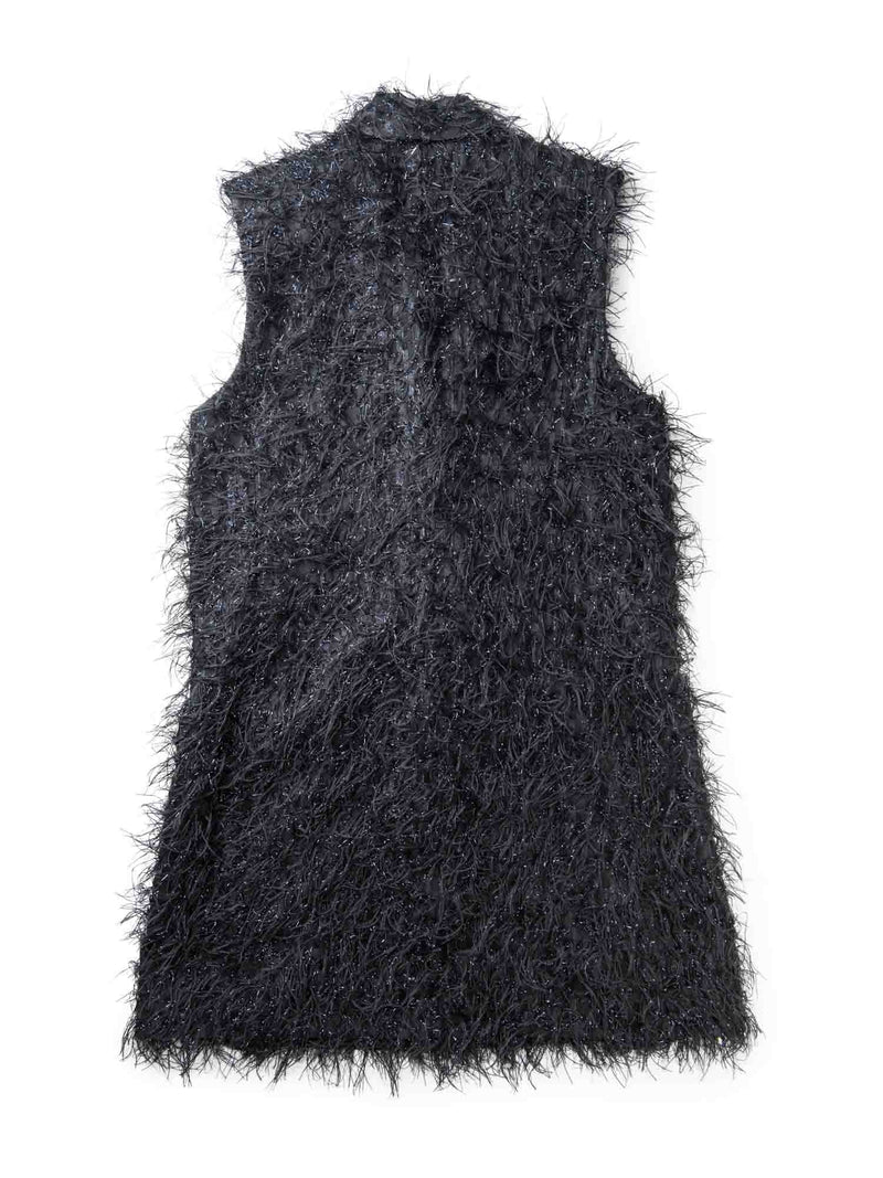 Brunello Cucinelli Runway Sparkling Fringe Vest Black-designer resale