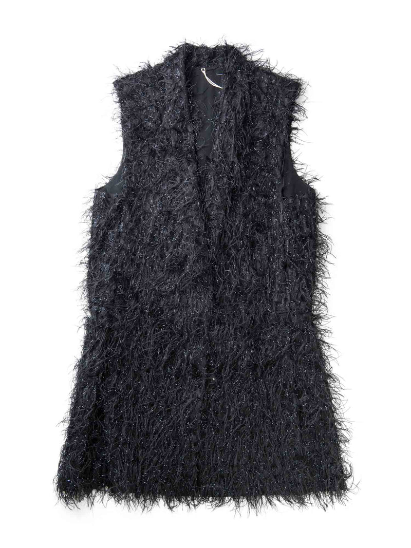 Brunello Cucinelli Runway Sparkling Fringe Vest Black-designer resale