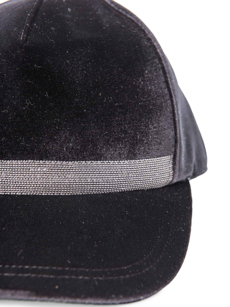 Brunello Cucinelli Velvet Monili Hat Black-designer resale