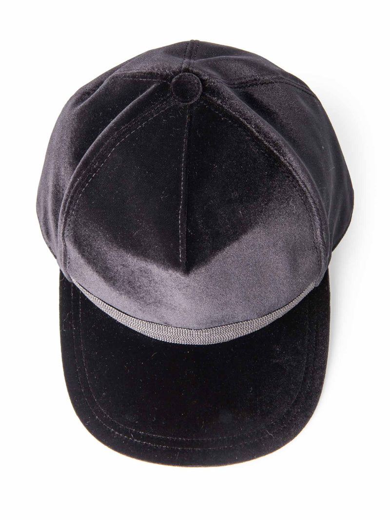 Brunello Cucinelli Velvet Monili Hat Black-designer resale