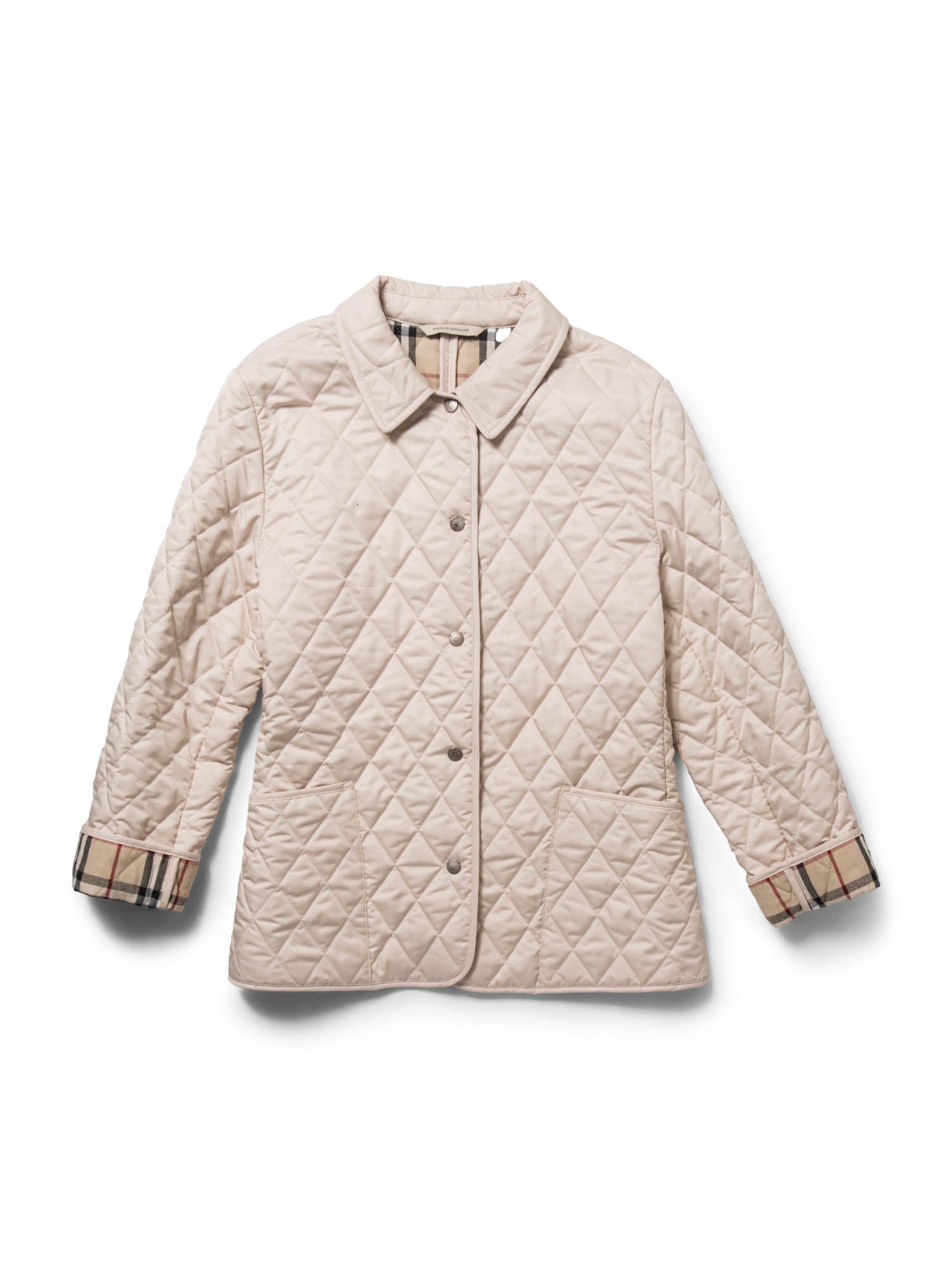 Burberry Check Lined Quilted Utility Jacket Beige-designer resale