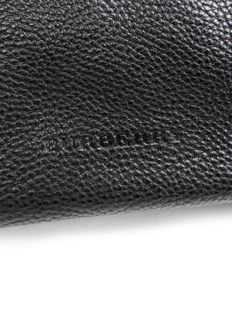 Burberry Leather Nova Check Canvas Shopper Bag Black