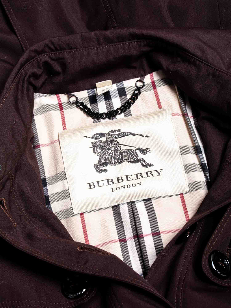 Burberry Logo Check Belted Button Rain Coat Brown-designer resale