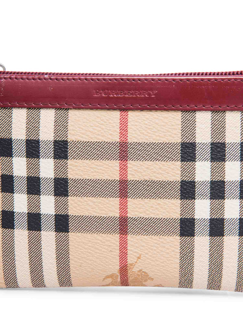 Burberry Logo Haymarket Check Wristlet Bag Beige Red-designer resale