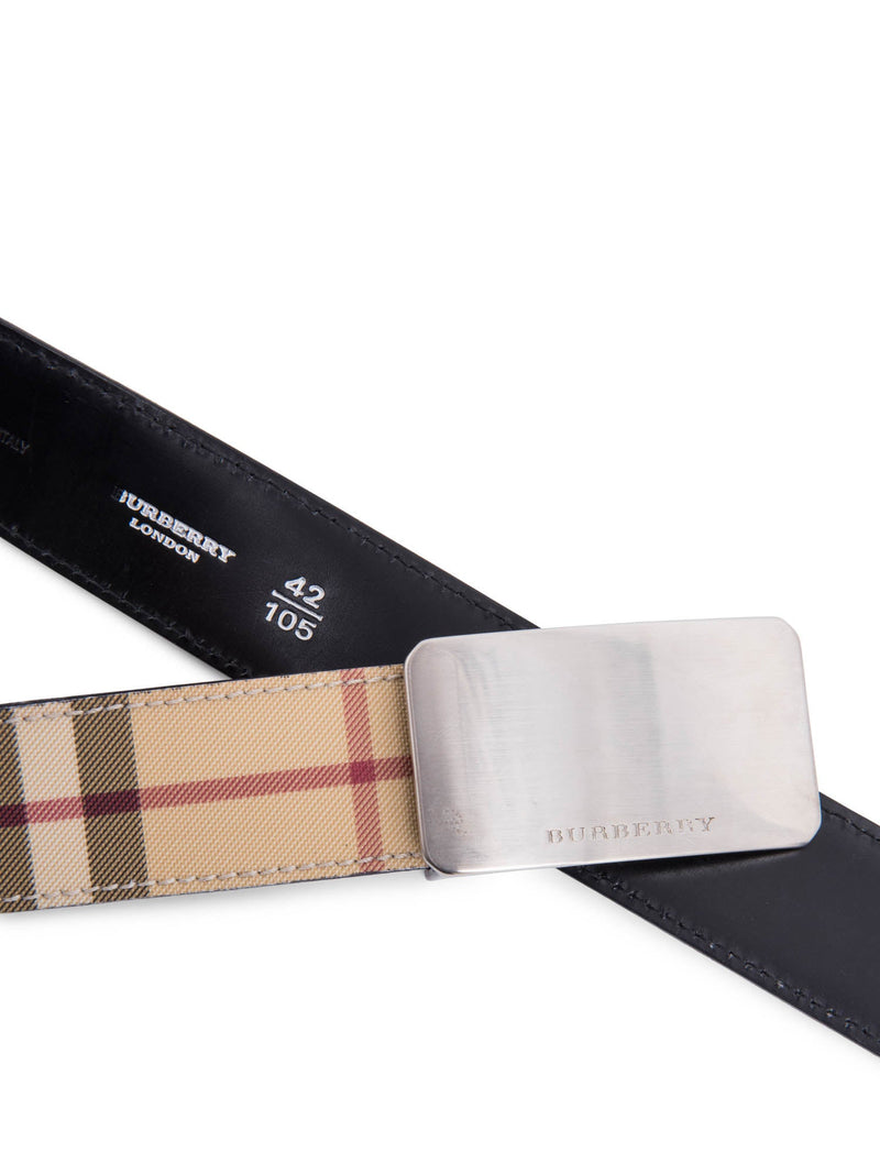 Burberry Logo House Check Canvas Belt Beige Silver-designer resale