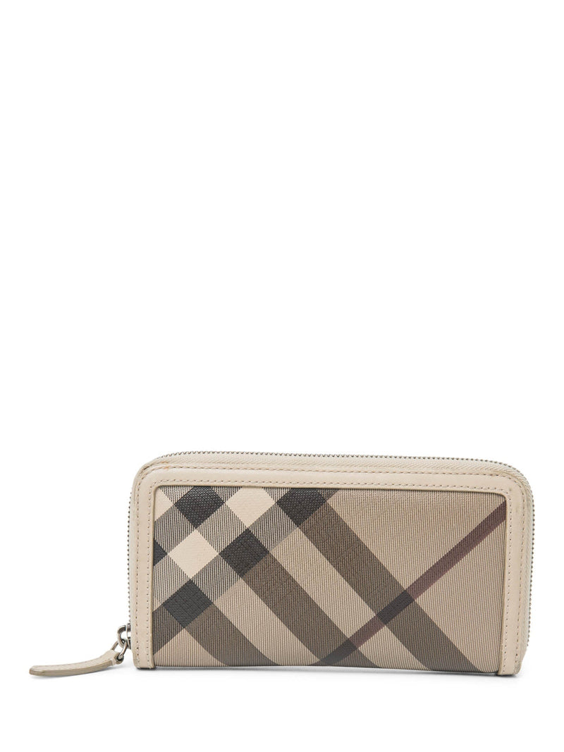 Burberry Nova Check Canvas Long Travel Wallet Beige-designer resale