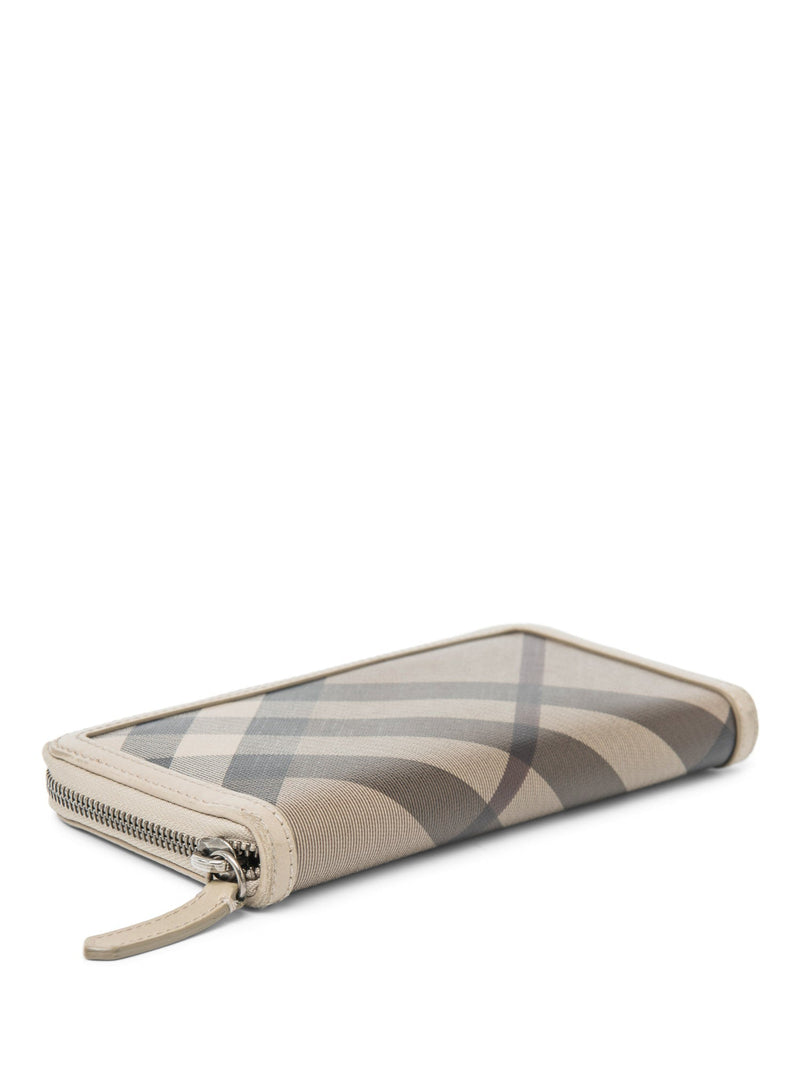 Burberry Nova Check Canvas Long Travel Wallet Beige-designer resale