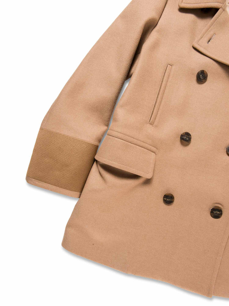 Burberry Wool Anchor Buttoned Coat Camel Brown-designer resale