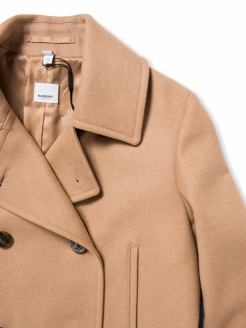 Burberry Wool Anchor Buttoned Coat Camel Brown-designer resale