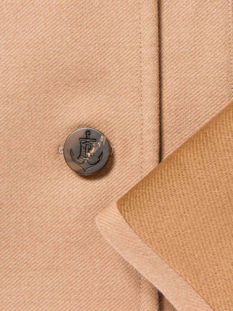 Burberry Wool Anchor Buttoned Coat Camel Brown-designer resale