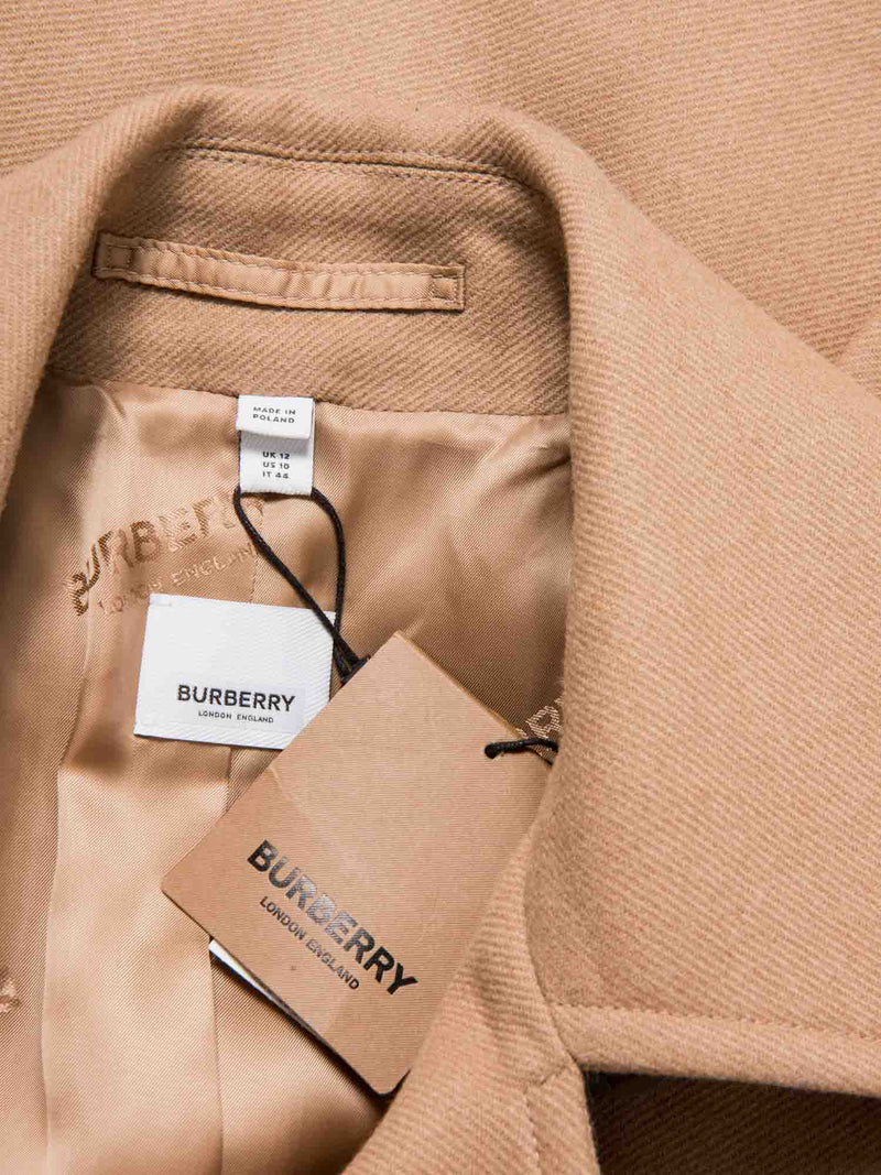 Burberry Wool Anchor Buttoned Coat Camel Brown-designer resale