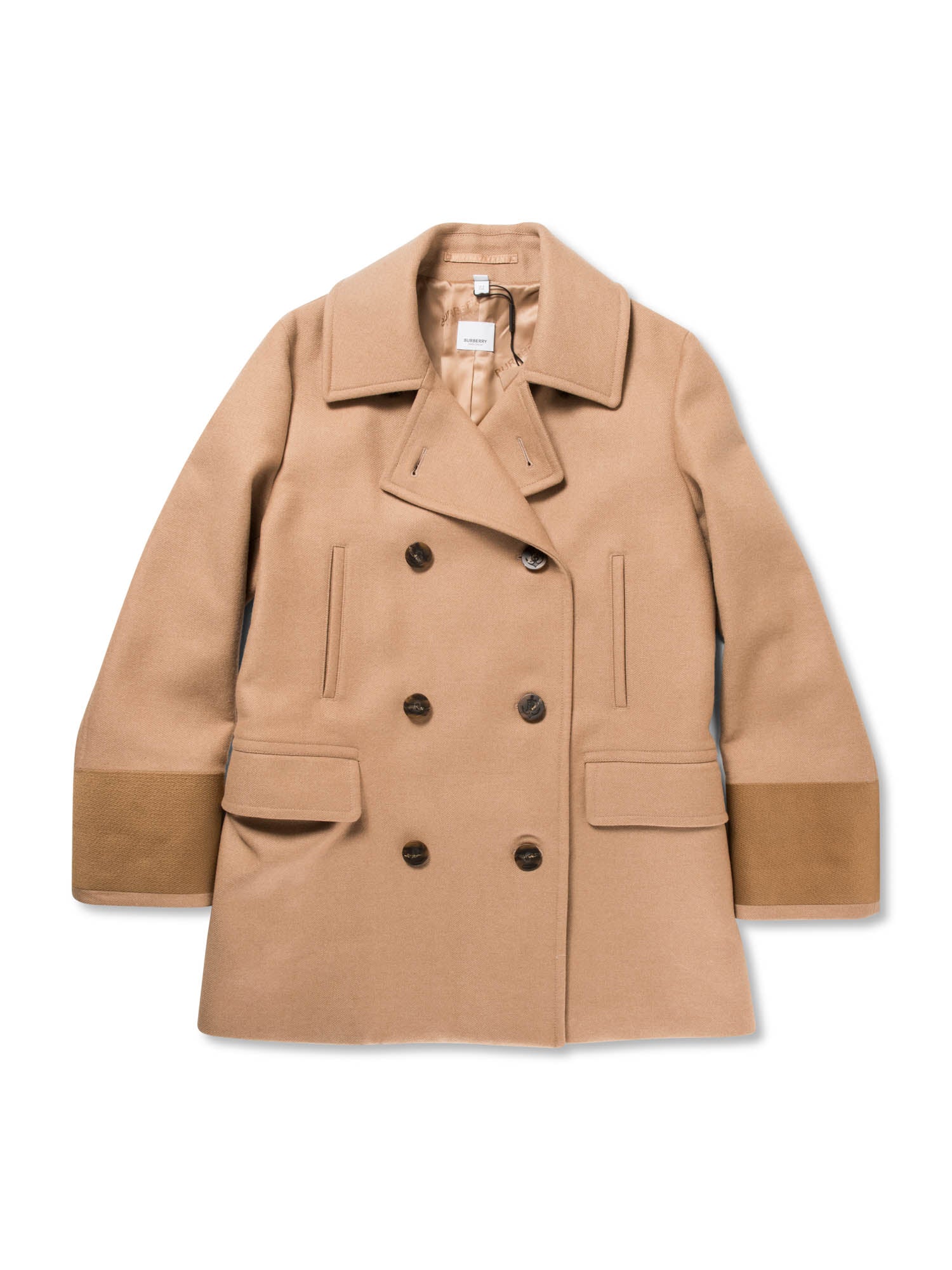 Burberry Wool Anchor Buttoned Coat Camel Brown-designer resale