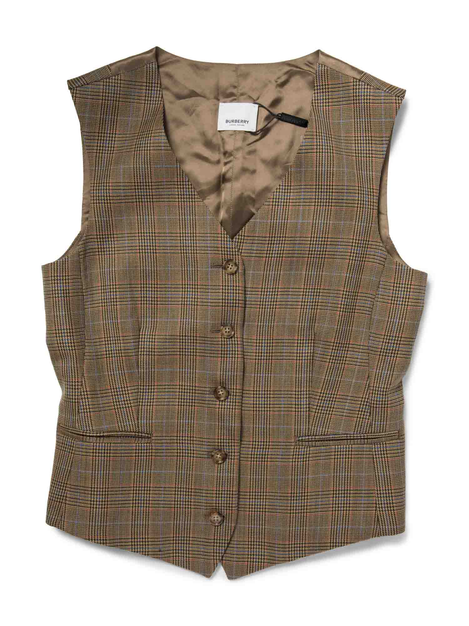 Burberry Wool Check Sleeveless Vest Brown-designer resale