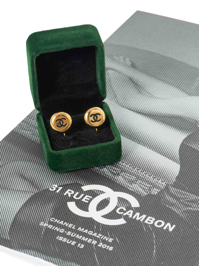 CHANEL CC Logo 24K Gold Plated Earrings-designer resale