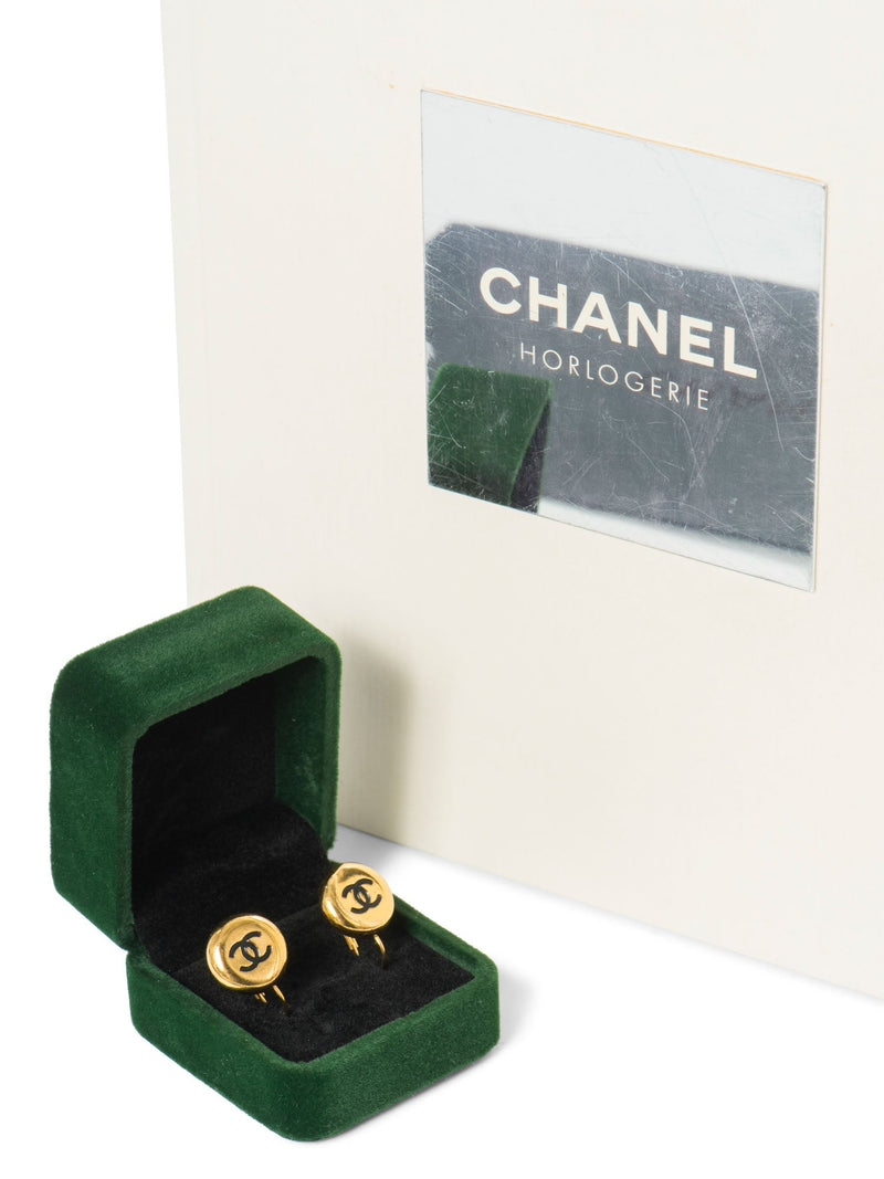 CHANEL CC Logo 24K Gold Plated Earrings-designer resale