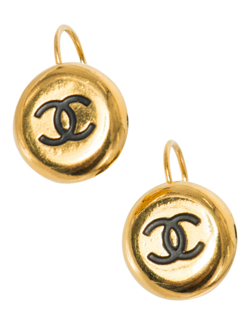 CHANEL CC Logo 24K Gold Plated Earrings-designer resale