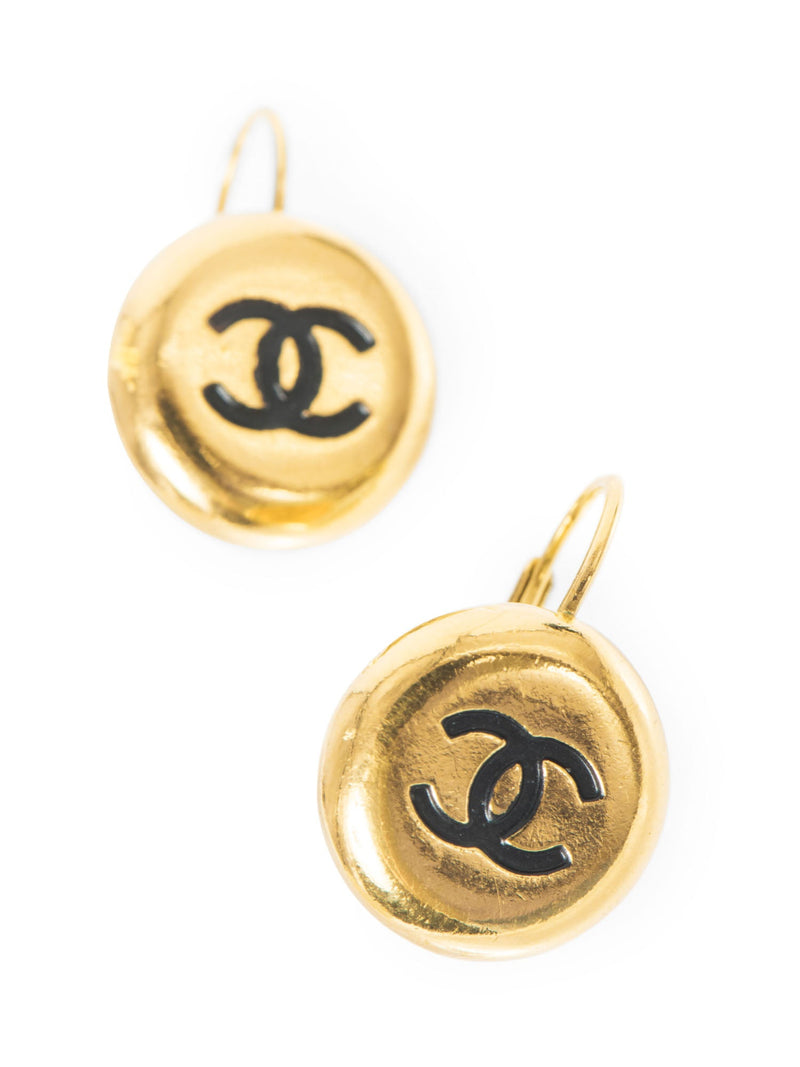 CHANEL CC Logo 24K Gold Plated Earrings-designer resale