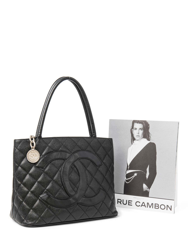 CHANEL CC Logo Caviar Cambon Handbag Black Silver-designer resale
