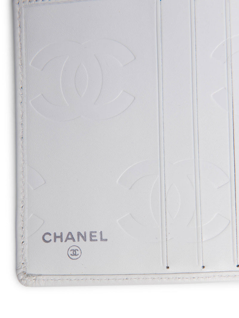 CHANEL CC Logo Python Quilted Cambon Wallet White-designer resale