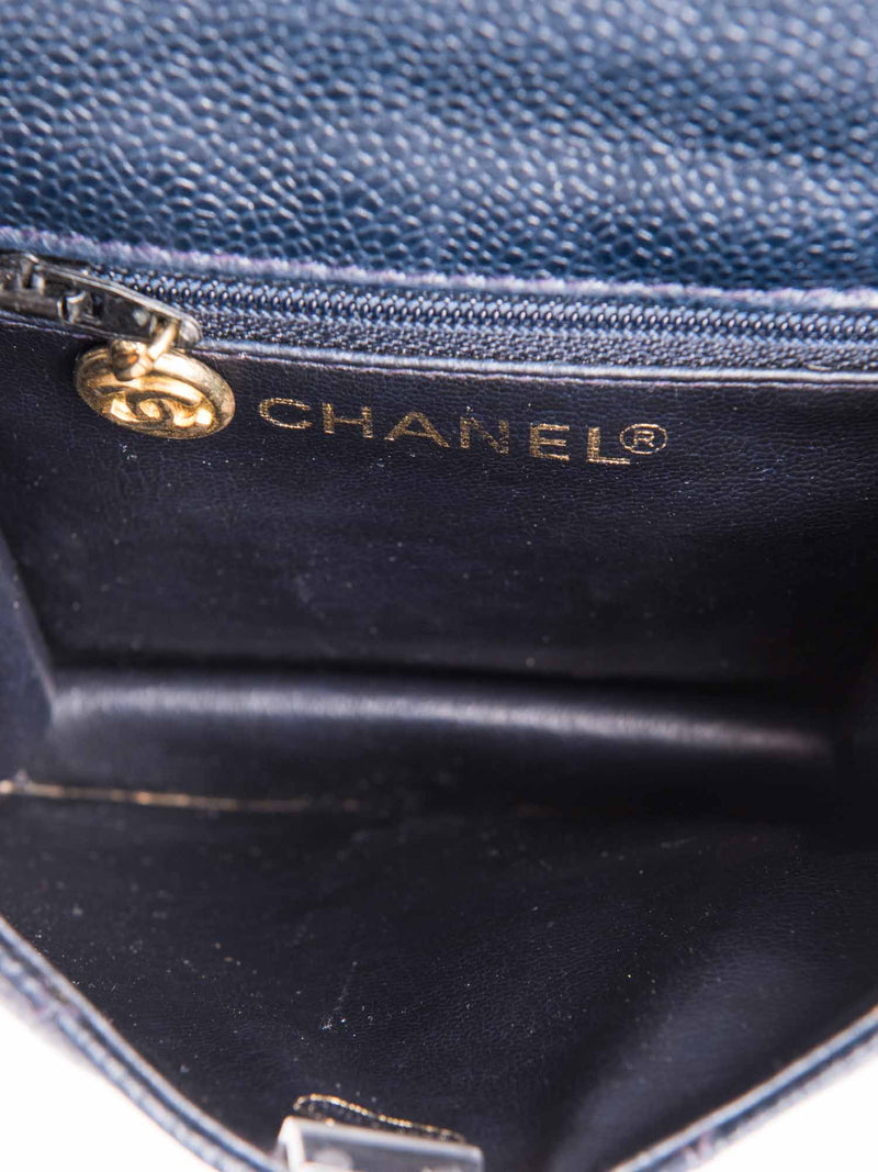 CHANEL CC Logo Quilted Caviar Leather Belt Bag Navy Blue-designer resale