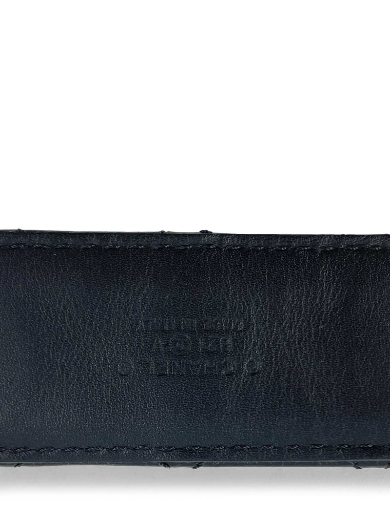 CHANEL CC Logo Quilted Leather Belt Black Silver-designer resale