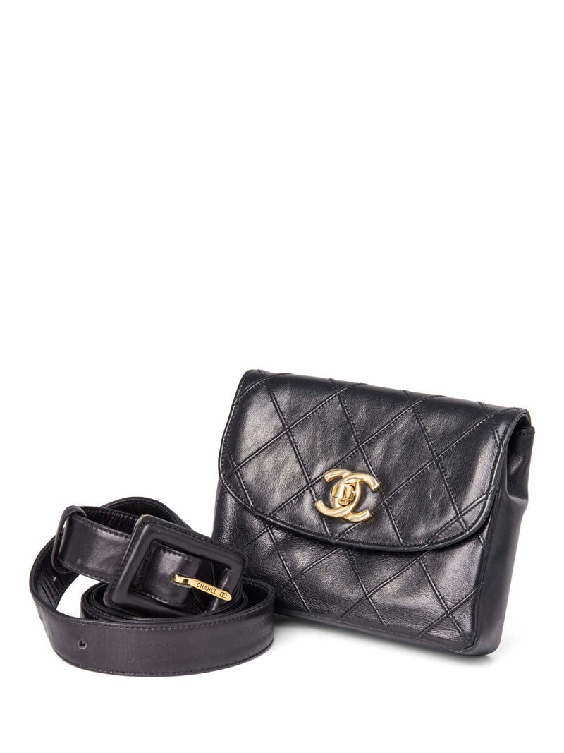 CHANEL CC Logo Quilted Leather Flap Belt Bag Black-designer resale